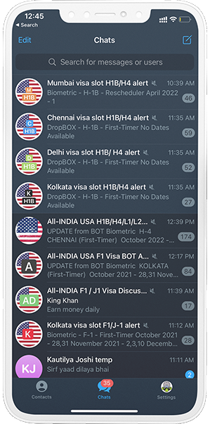 Telegram Visa channel Screenshot H1B